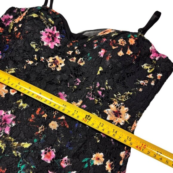 Guess Floral Lace Dress Sz.12 Black Spaghetti Straps Ruffle Fairy Event Party - Picture 8 of 15